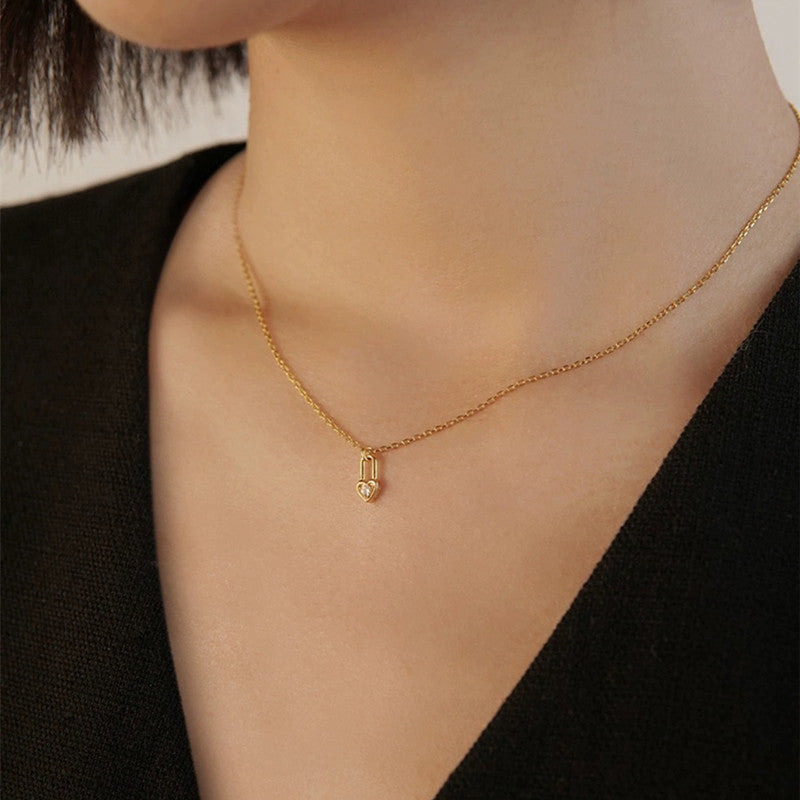 14K Gold Lock Necklace