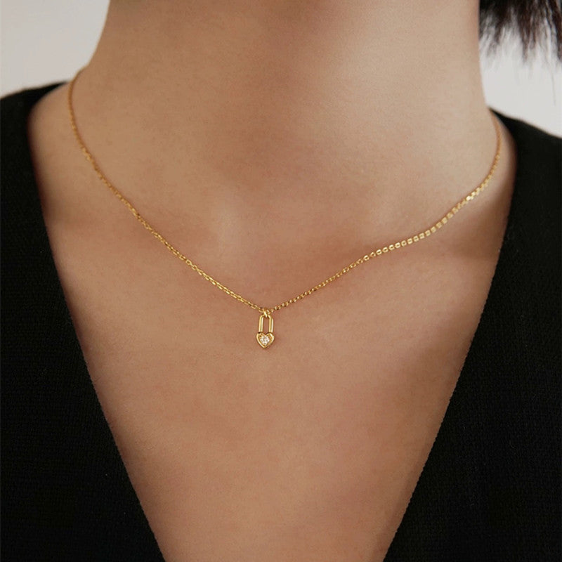 14K Gold Lock Necklace