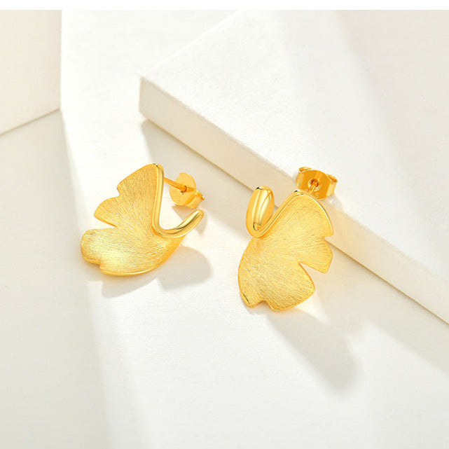 Ginkgo Biloba Gold Studs
