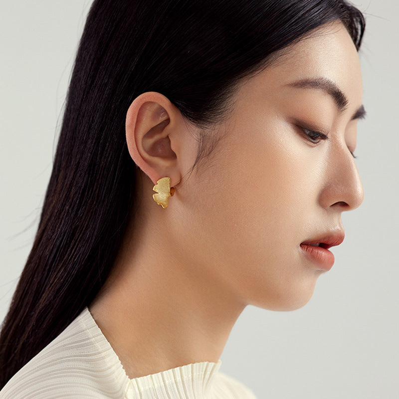 Ginkgo Biloba Gold Studs